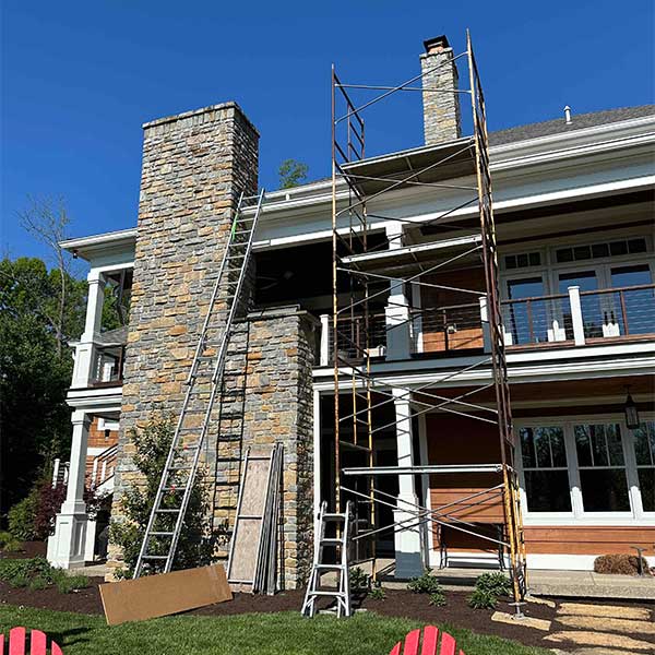 Chimney Repair Set up with Scaffolding