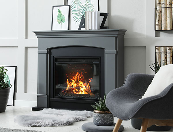 Stylish Living Room Interior With Electric Fireplace